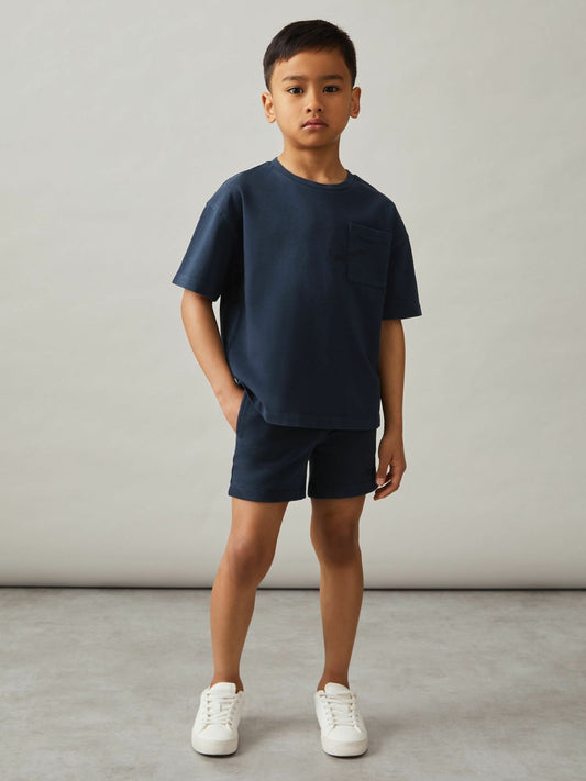 3-9 yrs Cotton Palm-Embroidery Oversize T-Shirt in Washed Navy | Reiss Children & Baby New