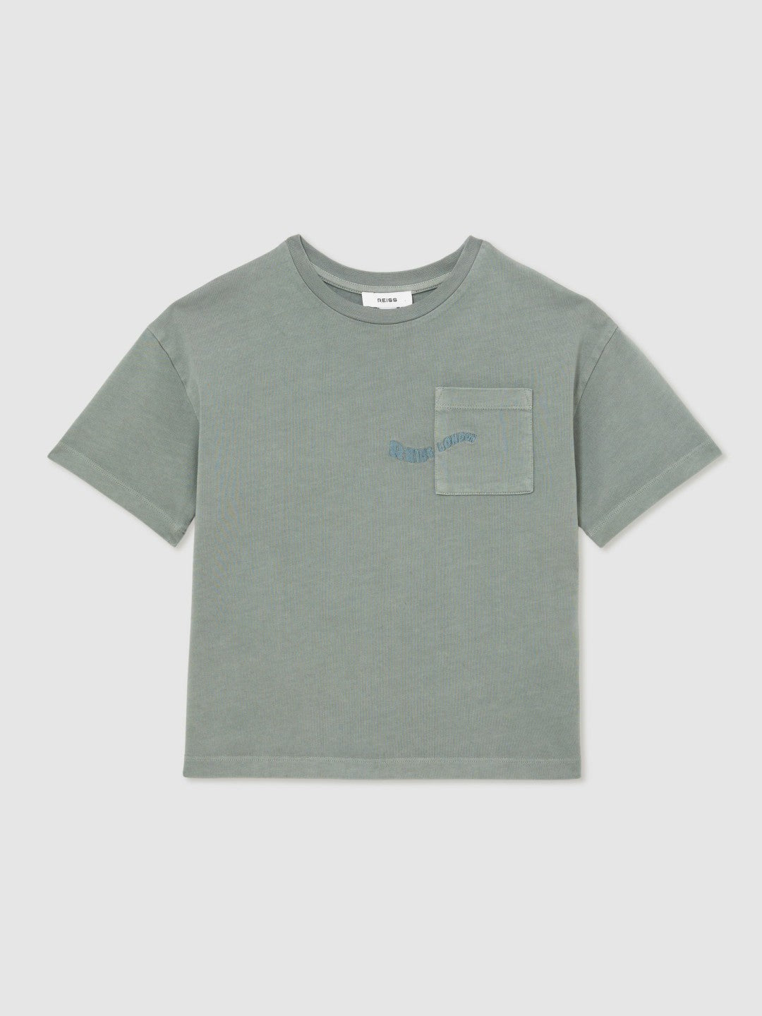 13-14 yrs Cotton Palm-Embroidery Oversize T-Shirt in Washed Sage | Reiss Children & Baby Best Seller