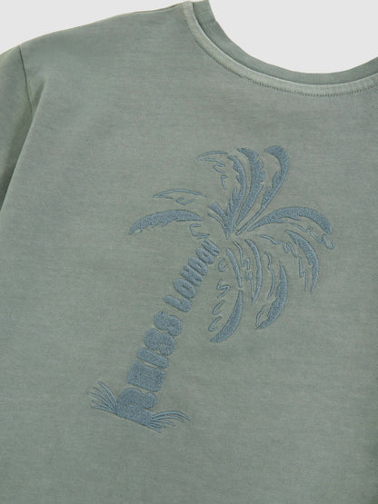 13-14 yrs Cotton Palm-Embroidery Oversize T-Shirt in Washed Sage | Reiss Children & Baby Best Seller