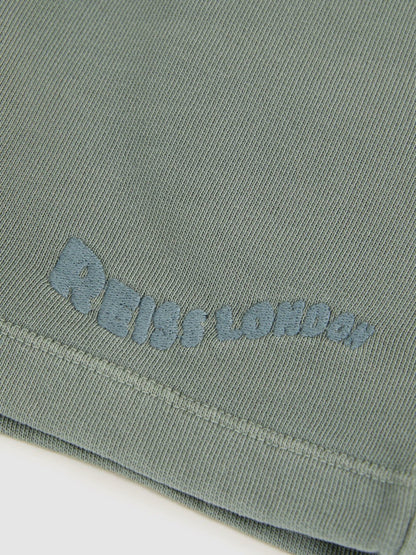 3-9 yrs Cotton Brand-Embroidered Shorts in Washed Sage | Reiss Children & Baby Trending