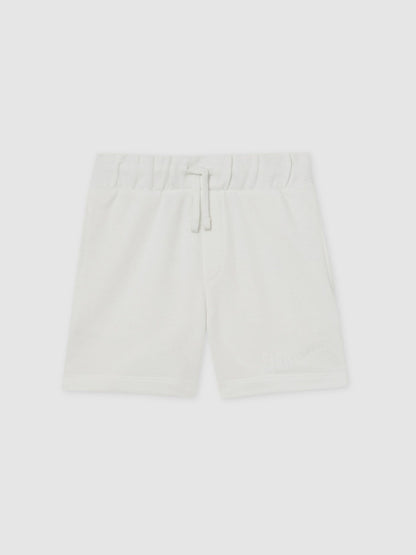 13-14 yrs Cotton Brand-Embroidered Shorts in Off White | Reiss Children & Baby Popular