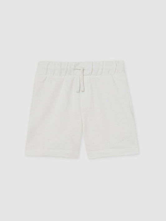 13-14 yrs Cotton Brand-Embroidered Shorts in Off White | Reiss Children & Baby Popular