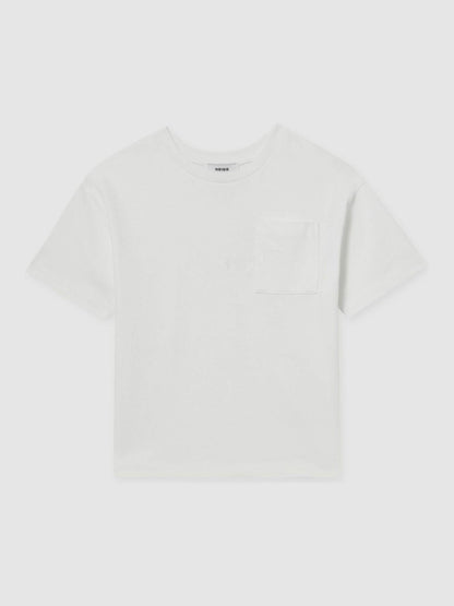 9-13 yrs Cotton Palm-Embroidery Oversize T-Shirt in Off White | Reiss Children & Baby Trending