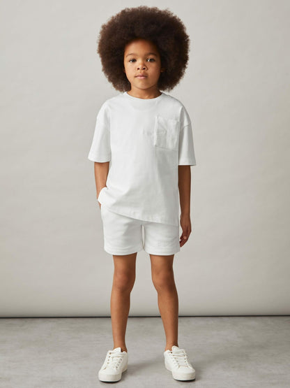9-13 yrs Cotton Palm-Embroidery Oversize T-Shirt in Off White | Reiss Children & Baby Trending