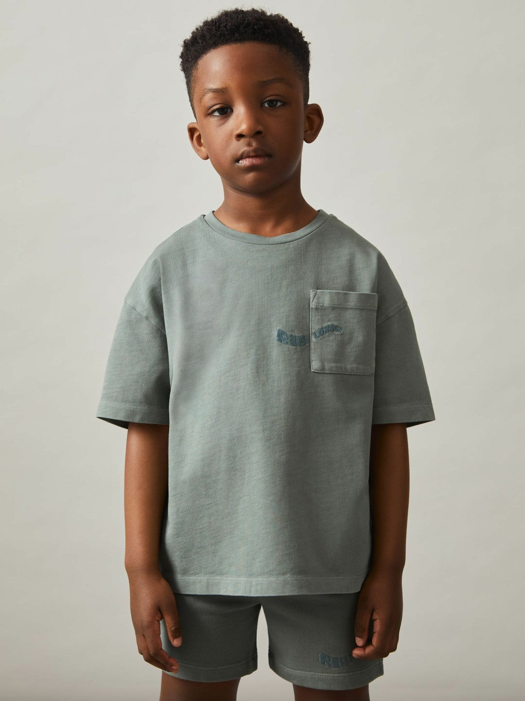 9-13 yrs Cotton Palm-Embroidery Oversize T-Shirt in Washed Sage | Reiss Children & Baby Popular
