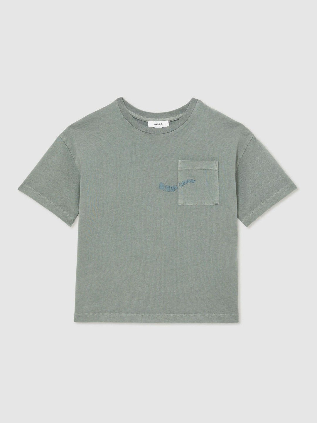 9-13 yrs Cotton Palm-Embroidery Oversize T-Shirt in Washed Sage | Reiss Children & Baby Popular