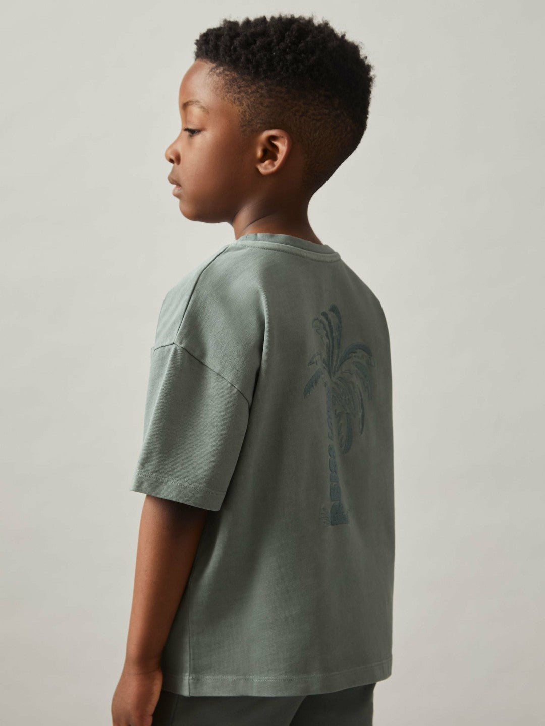 9-13 yrs Cotton Palm-Embroidery Oversize T-Shirt in Washed Sage | Reiss Children & Baby Popular