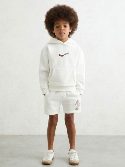 3-9 yrs Cotton Blend Palm Embroidered Shorts in Off White | Reiss Children & Baby Popular