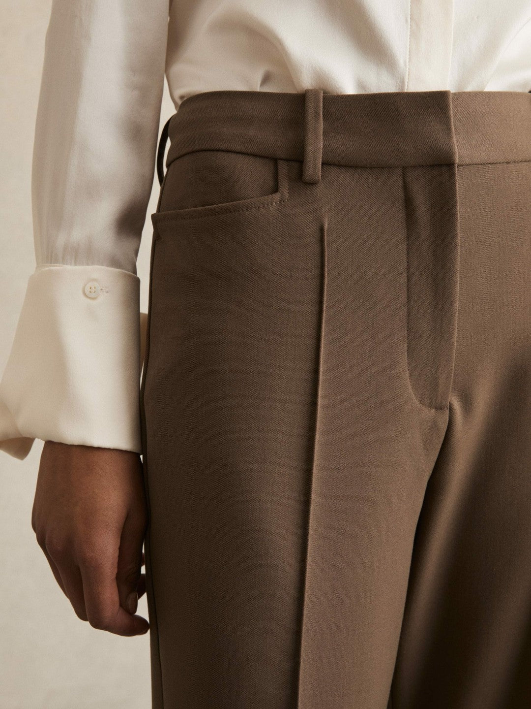 Petite Flared Suit Trousers in Mink Neutral | Reiss Women Signature