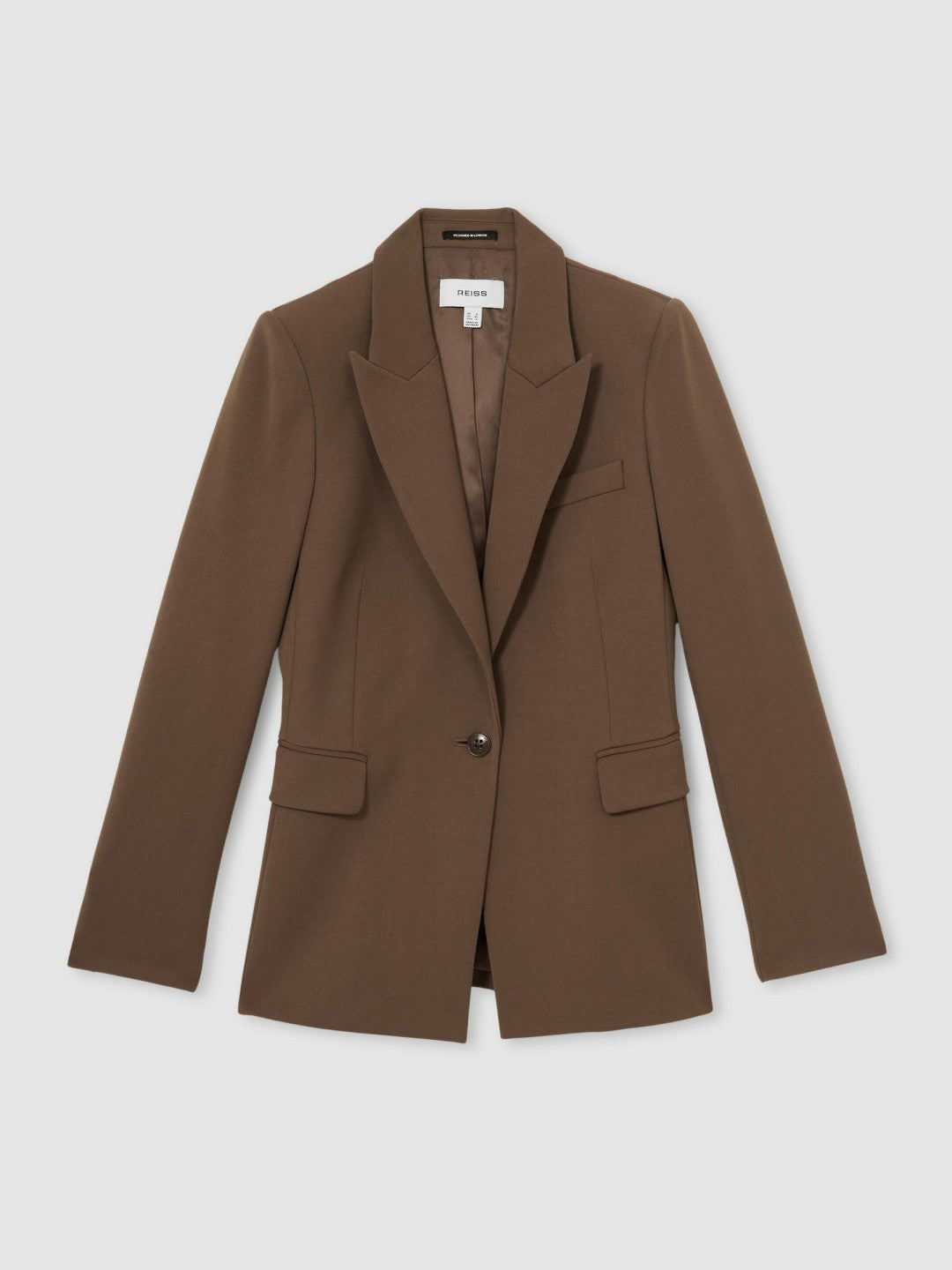 Tailored Single Breasted Suit Blazer in Mink Neutral | Reiss Women Premium