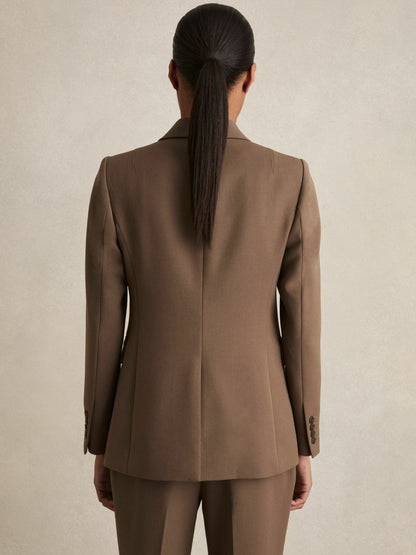 Tailored Single Breasted Suit Blazer in Mink Neutral | Reiss Women Premium