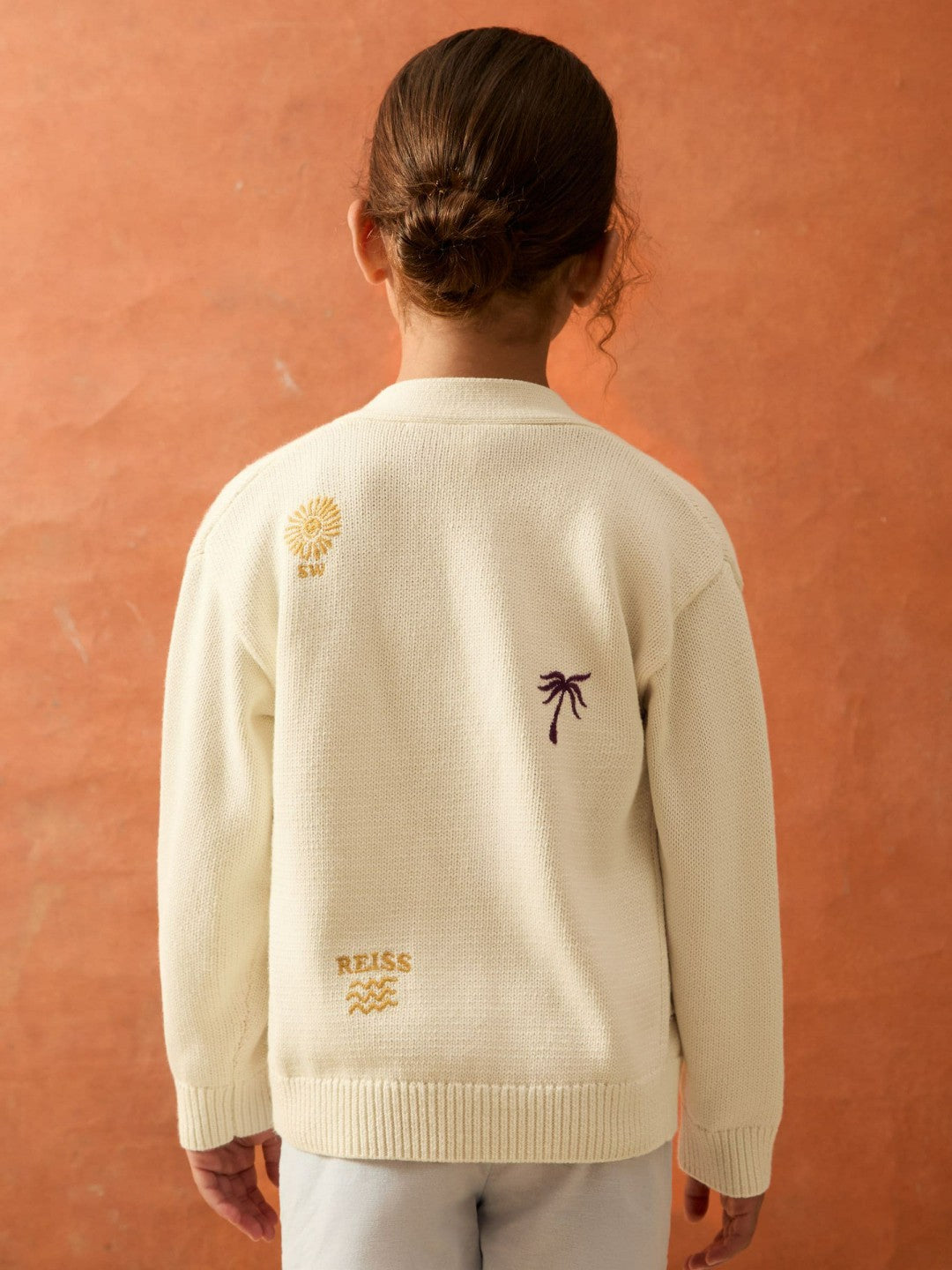 9-13 yrs SmileyWorld Embroidery Cardigan Unisex Fit in Off White | Reiss Children & Baby Recommended