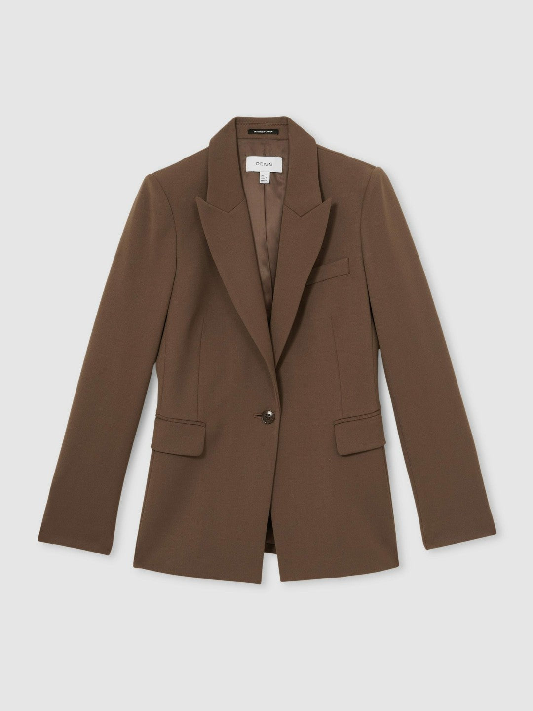 Petite Tailored Single Breasted Suit Blazer in Mink Neutral | Reiss Women Recommended