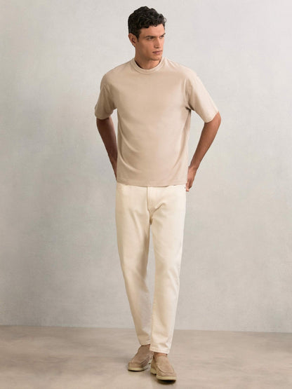 Cotton Garment-Dyed Oversize T-Shirt in Oatmeal | Reiss Men New