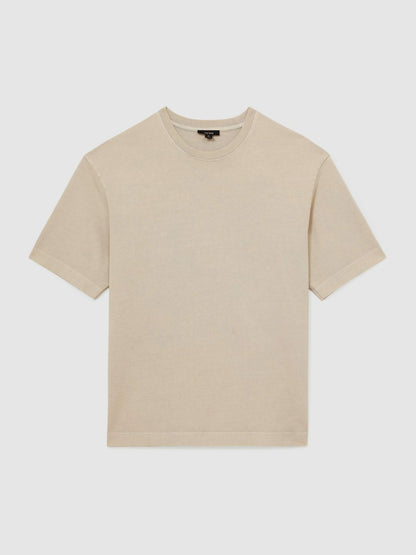 Cotton Garment-Dyed Oversize T-Shirt in Oatmeal | Reiss Men New