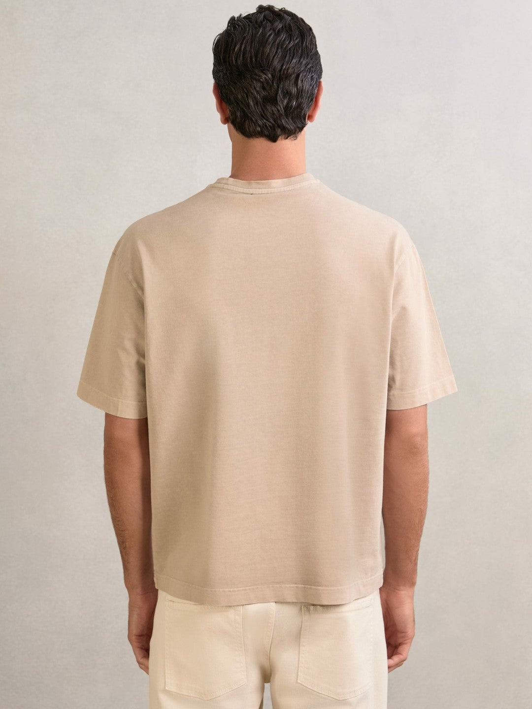 Cotton Garment-Dyed Oversize T-Shirt in Oatmeal | Reiss Men New