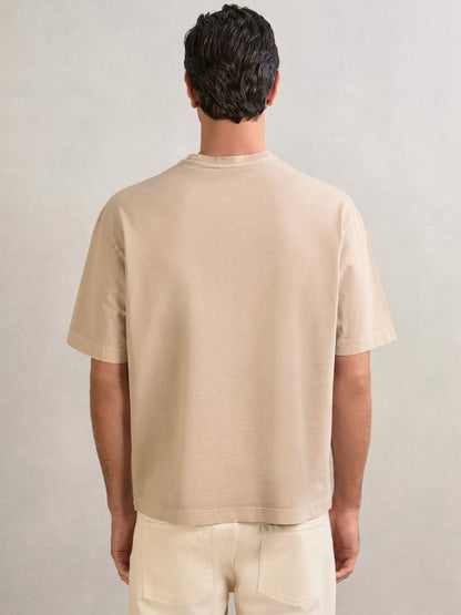 Cotton Garment-Dyed Oversize T-Shirt in Oatmeal | Reiss Men New
