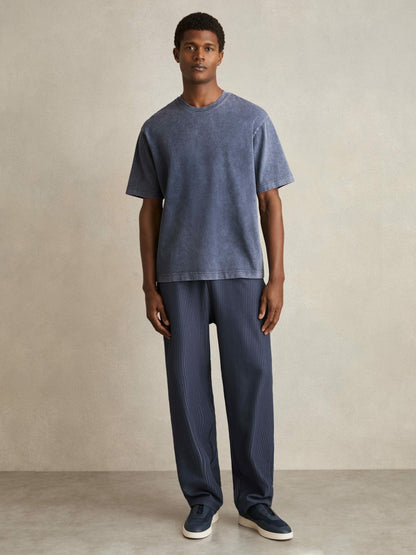 Cotton Garment-Dyed Oversize T-Shirt in Indigo Blue | Reiss Men New