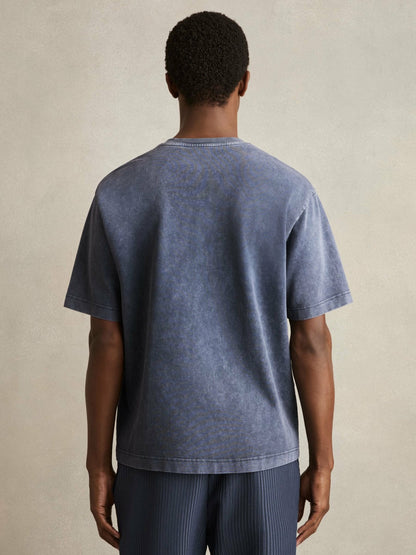 Cotton Garment-Dyed Oversize T-Shirt in Indigo Blue | Reiss Men New