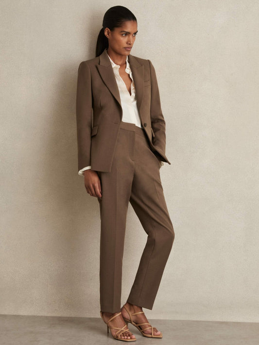 Slim Fit Suit Trousers in Mink Neutral | Reiss Women Signature
