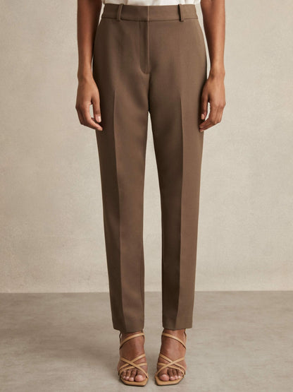 Slim Fit Suit Trousers in Mink Neutral | Reiss Women Signature