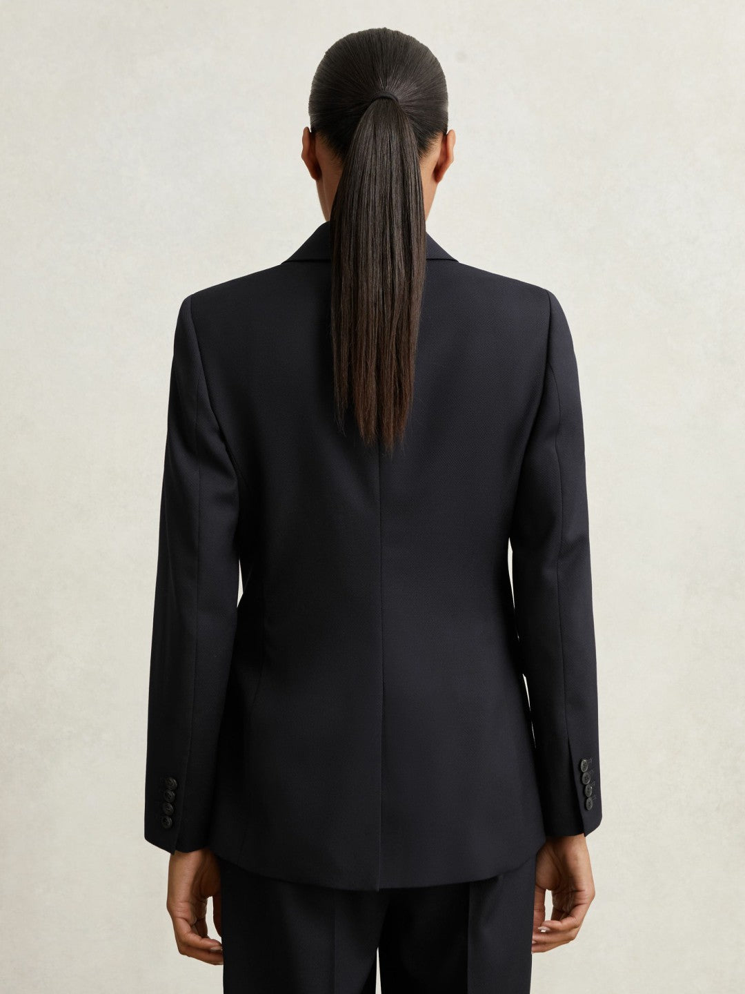 Petite Wool Blend Double Breasted Suit Blazer in Navy | Reiss Women Featured