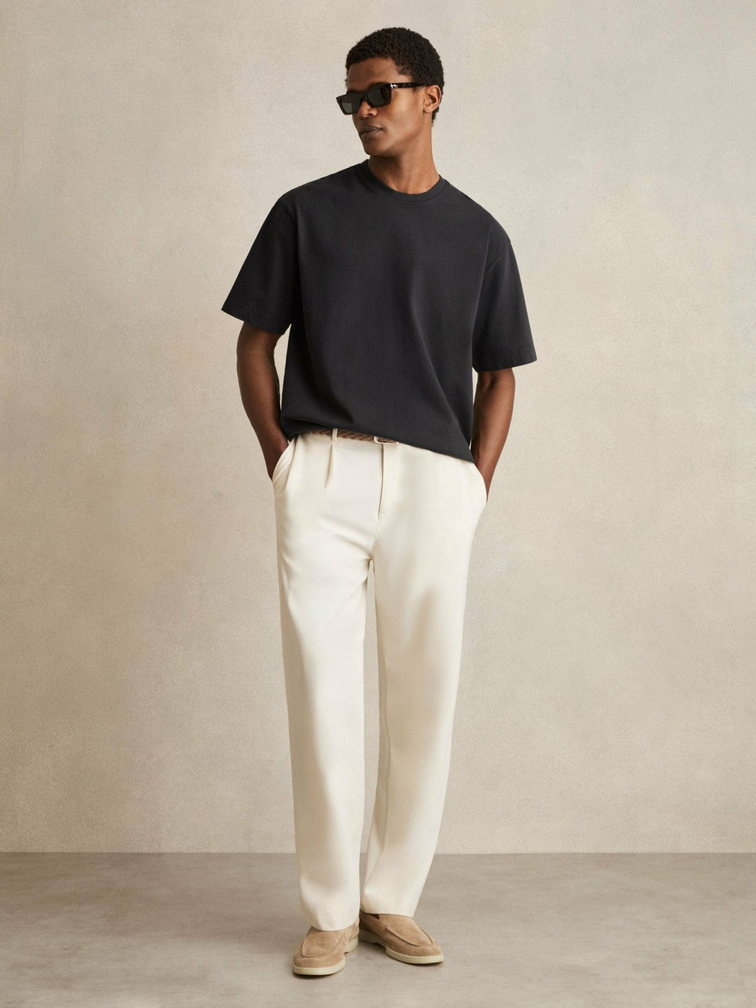 Cotton Garment-Dyed Oversize T-Shirt in Washed Black | Reiss Men Recommended
