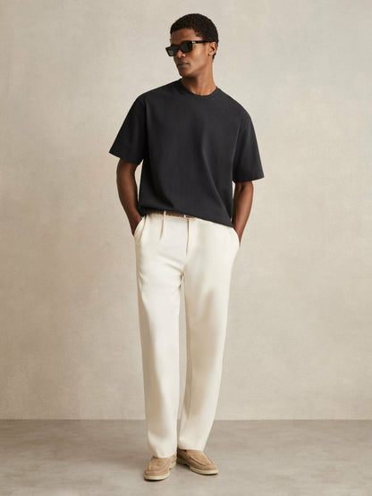 Cotton Garment-Dyed Oversize T-Shirt in Washed Black | Reiss Men Recommended