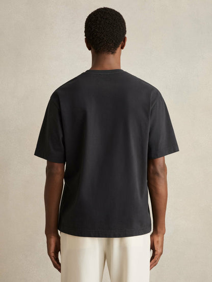 Cotton Garment-Dyed Oversize T-Shirt in Washed Black | Reiss Men Recommended