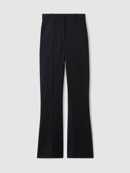 Petite Wool-Blend Wide-Leg Suit Trousers in Navy | Reiss Women Signature
