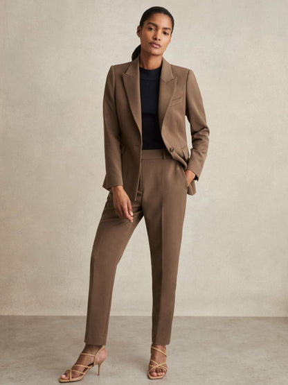 Petite Slim Fit Suit Trousers in Mink Neutral | Reiss Women Exclusive
