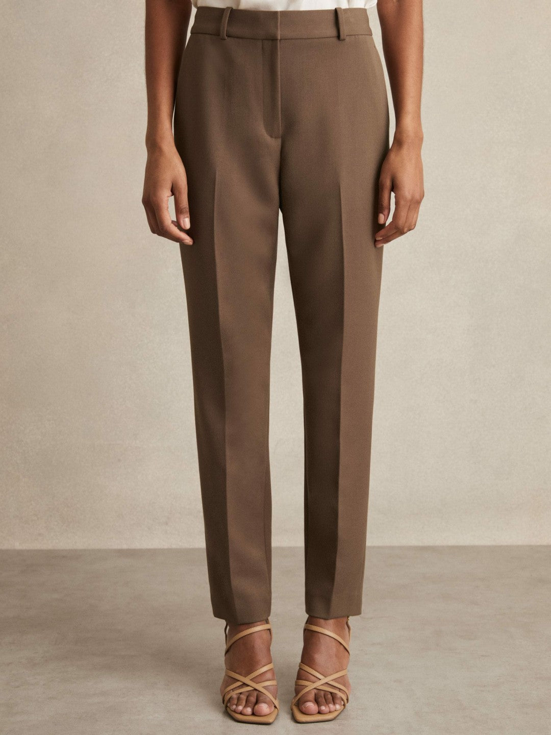 Petite Slim Fit Suit Trousers in Mink Neutral | Reiss Women Exclusive