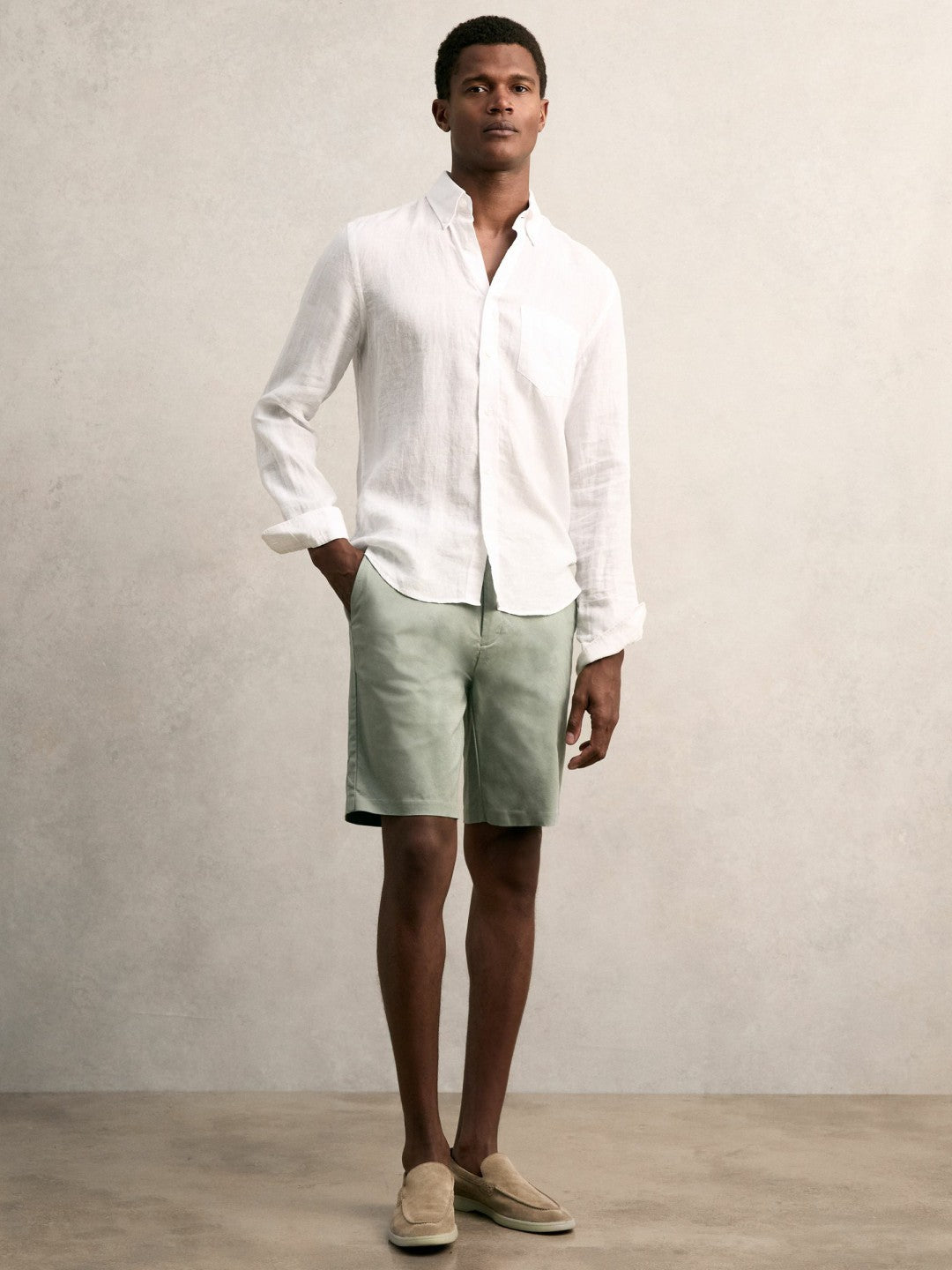 Short Length Casual Chino Shorts in Pistachio | Reiss Men Premium