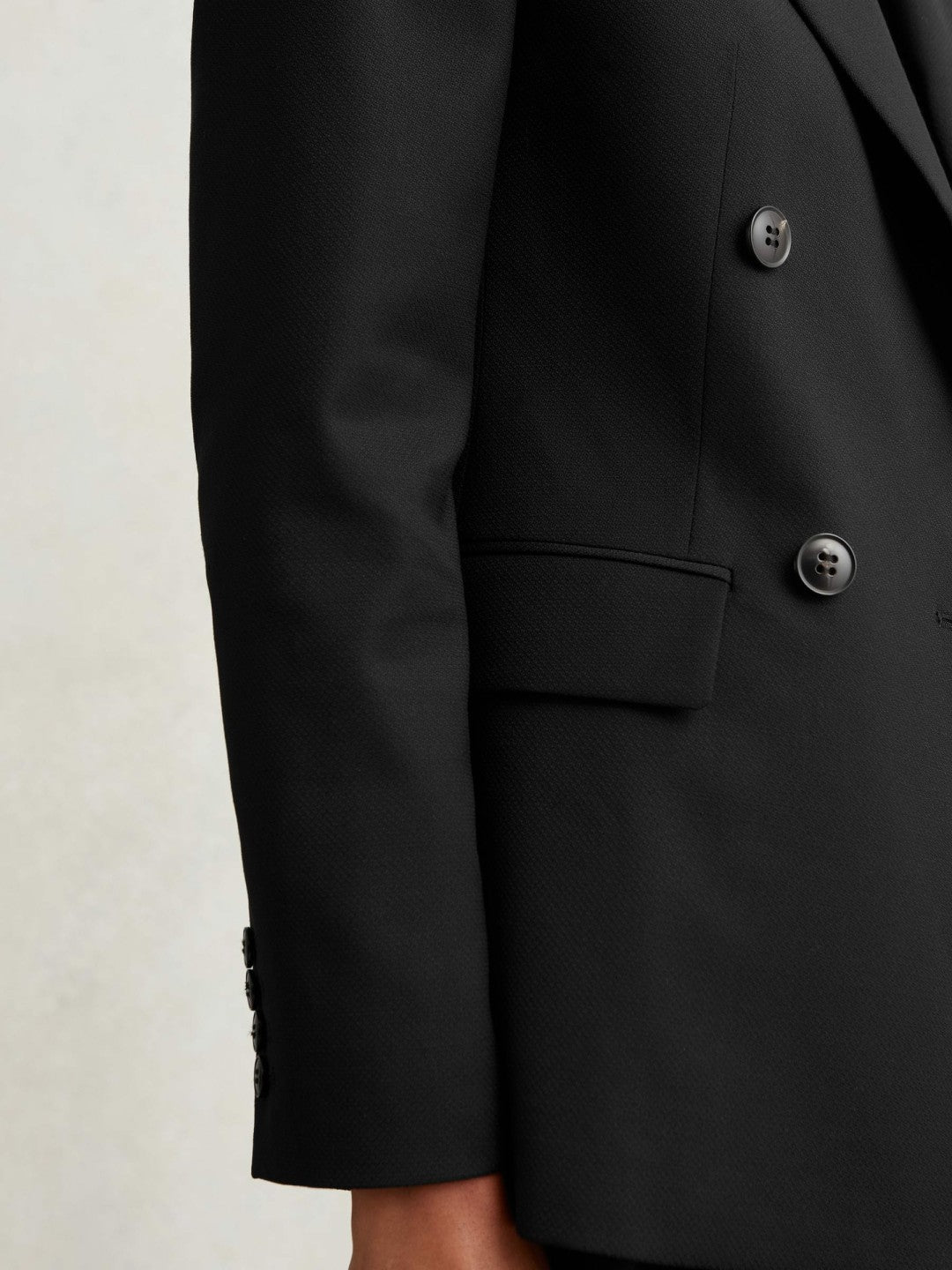 Petite Wool Blend Double Breasted Suit Blazer in Black | Reiss Women Premium