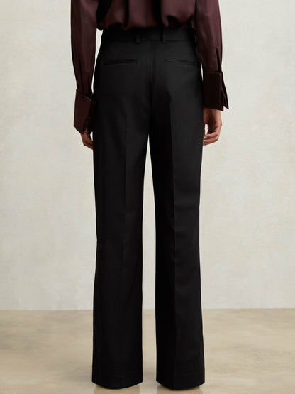 Petite Wool-Blend Wide-Leg Suit Trousers in Black | Reiss Women Exclusive