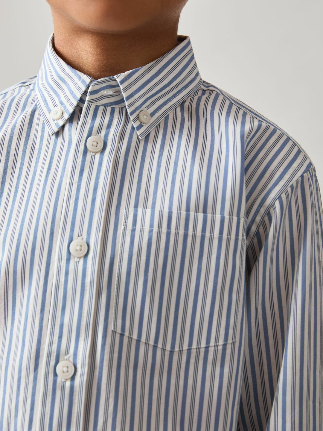 9-13 yrs Cotton-Poplin Striped Oversize Shirt in Blue/White | Reiss Children & Baby New