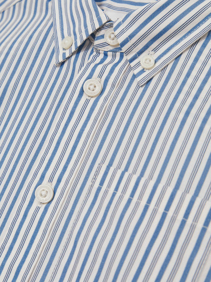 9-13 yrs Cotton-Poplin Striped Oversize Shirt in Blue/White | Reiss Children & Baby New