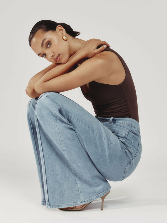 Petite Patch-Pocket Flared Jeans in Light Blue | Reiss Women Popular