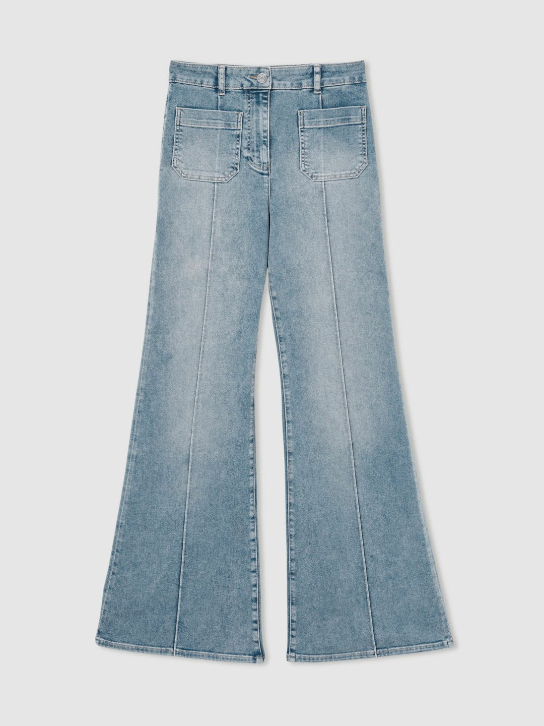 Petite Patch-Pocket Flared Jeans in Light Blue | Reiss Women Popular