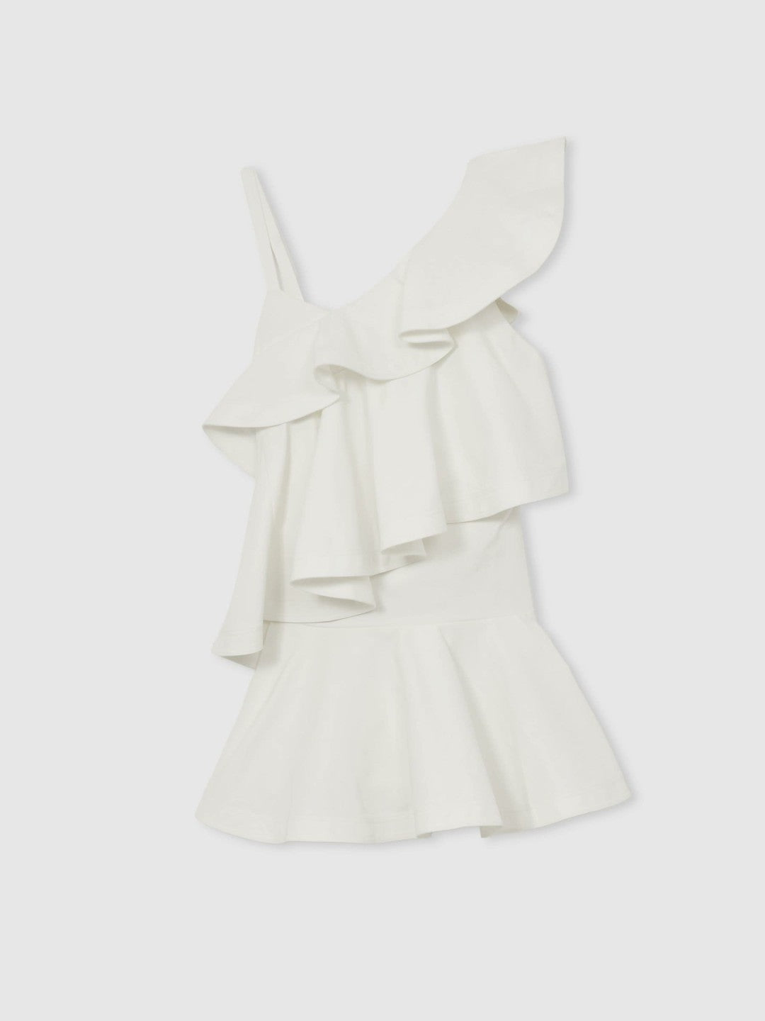 Cotton Tiered Ruffle Mini Dress in Ivory | Reiss Women Popular