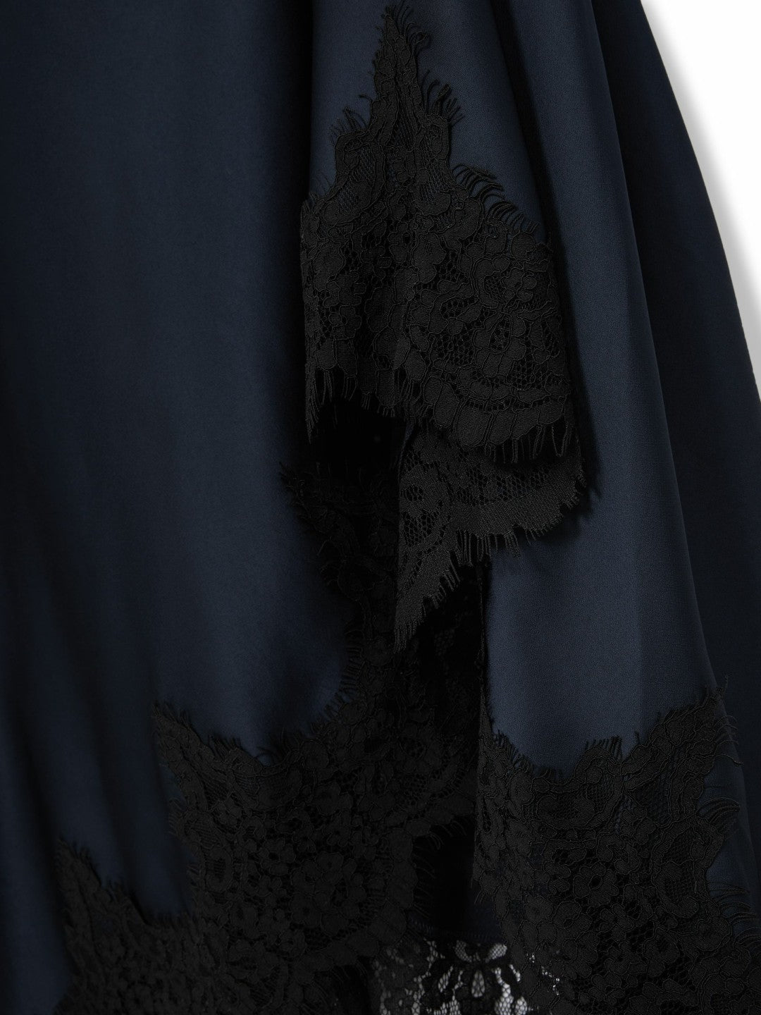 Petite Satin Drape Lace-Trim Dress in Navy | Reiss Women Recommended