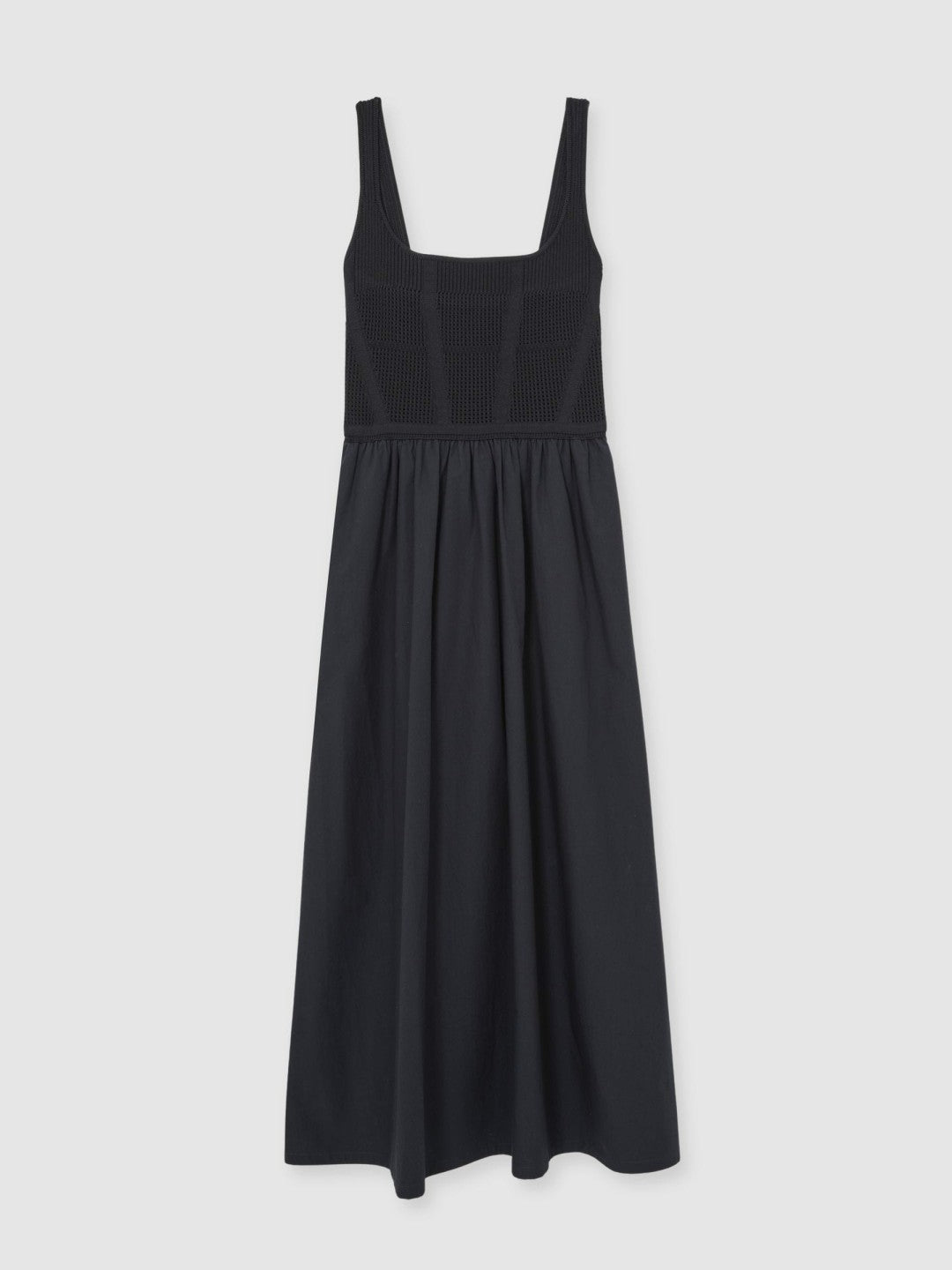 Perforated-Knit Cotton-Skirt Midi Dress in Navy | Reiss Women Exclusive