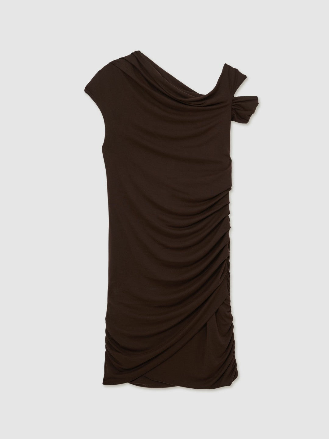 Ruched Jersey Mini Dress in Chocolate Brown | Reiss Women Trending