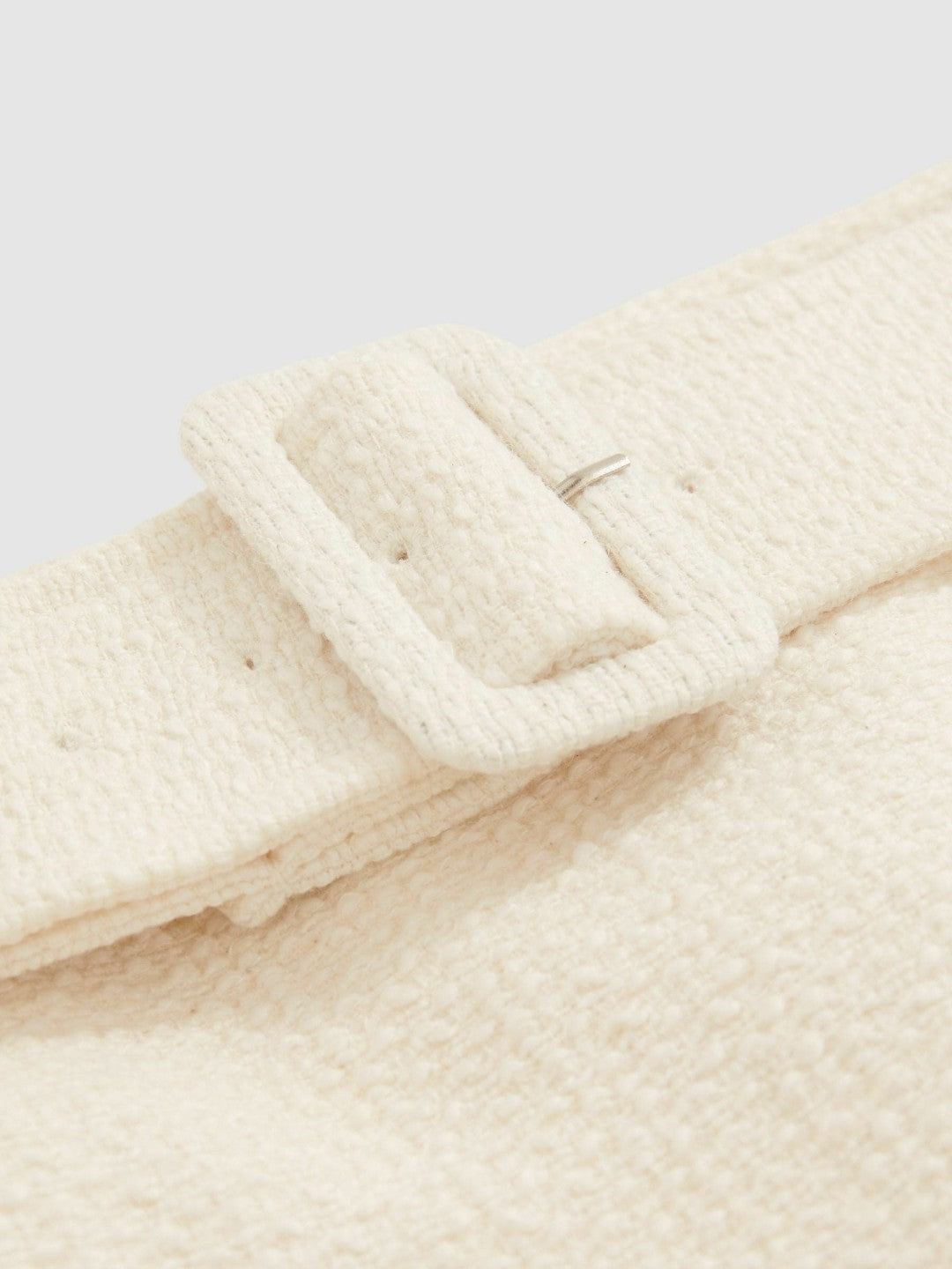 Bouclé Belted Mini Skirt With Wool and Cotton in White | Reiss Women Featured