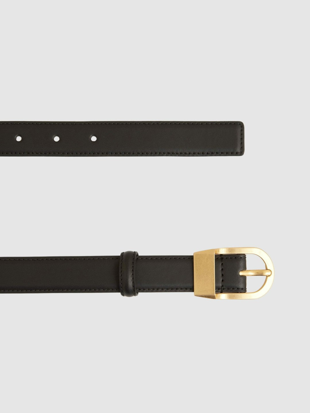 Leather Curved-Buckle Belt in Black | Reiss Women Exclusive