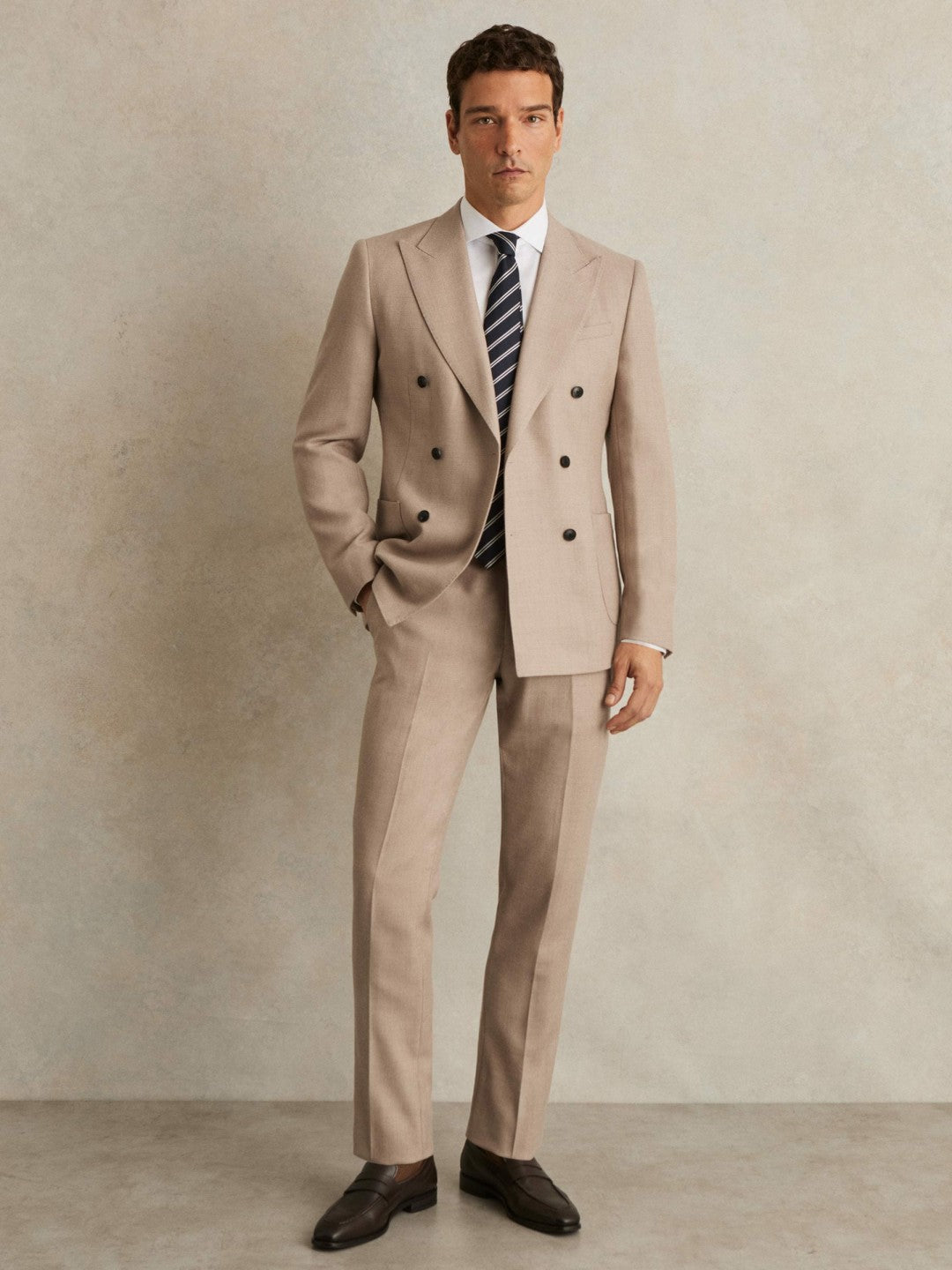 Wool-Blend Slim-Fit Suit Trousers in Oatmeal Brown | Reiss Men Recommended