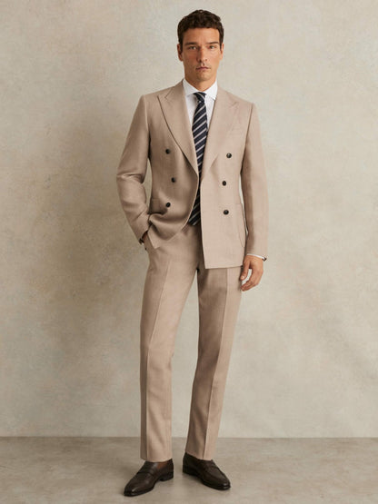 Wool-Blend Slim-Fit Suit Trousers in Oatmeal Brown | Reiss Men Recommended
