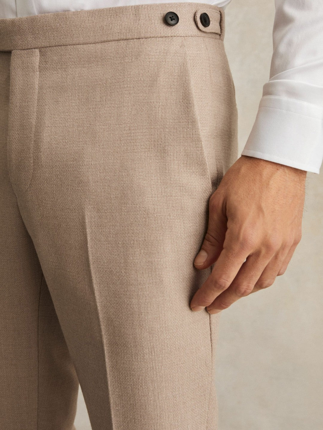 Wool-Blend Slim-Fit Suit Trousers in Oatmeal Brown | Reiss Men Recommended