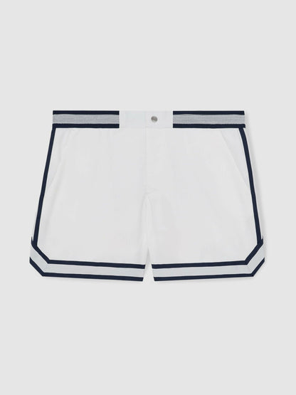 | Ché Stripe-Trim Swim Shorts in White | Reiss Men Best Seller