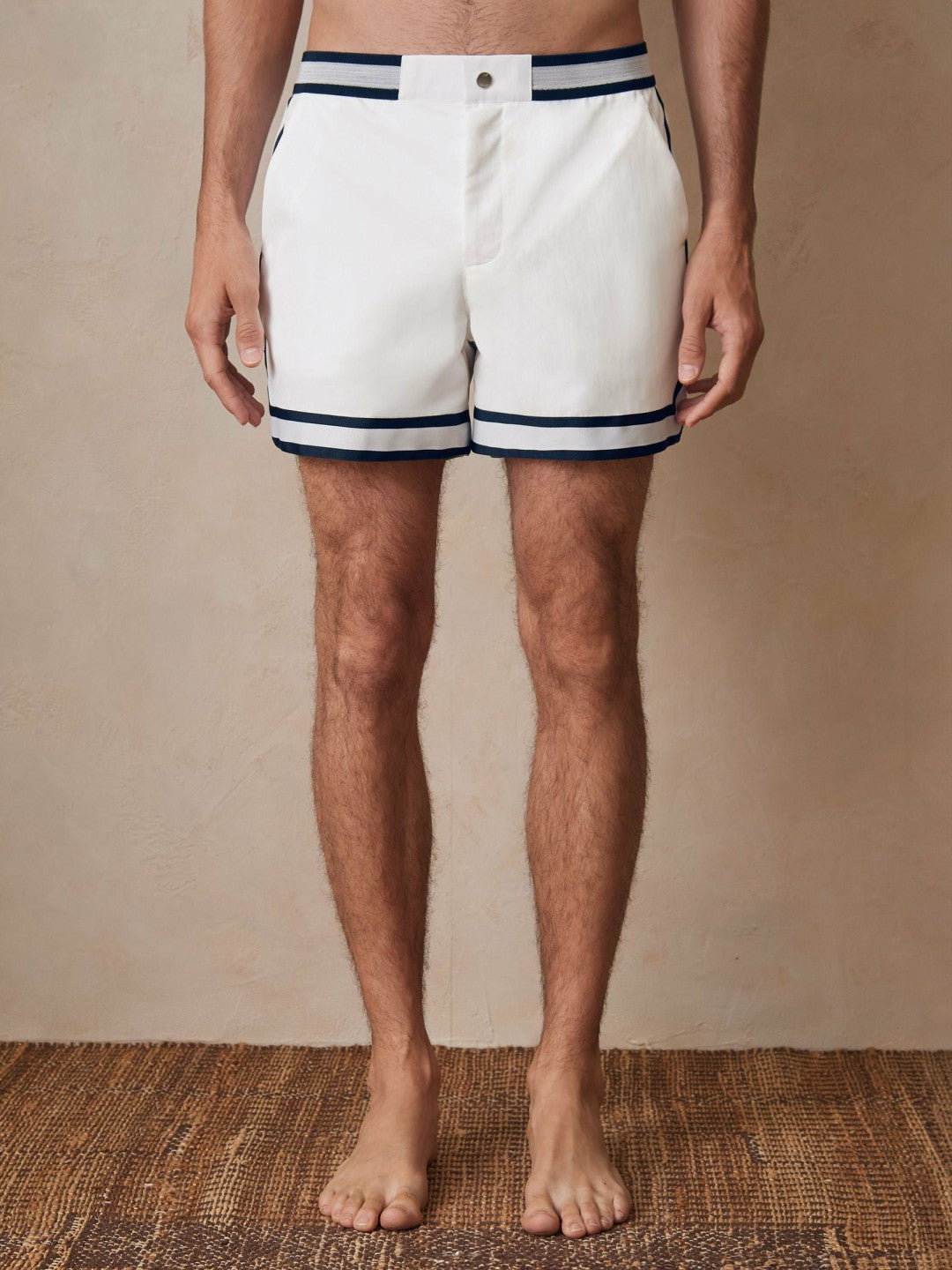 | Ché Stripe-Trim Swim Shorts in White | Reiss Men Best Seller